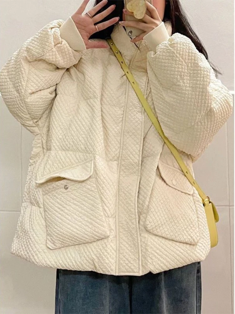 Cotton Jacket Diamond Winter Jackets for Women 2023 Thickened Personality Bread Clothes Loose Fashion Woman Clothing New Coat