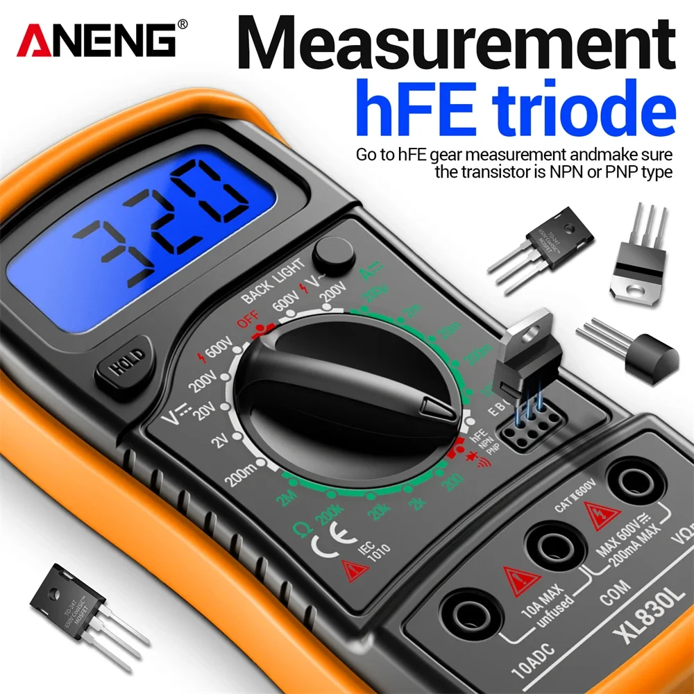 ANENG XL830L 1999 Counts Multimeter AC DC 600V Voltage 10A DC Current Triode Diode Continuity Buzzer Household Electrical Tester