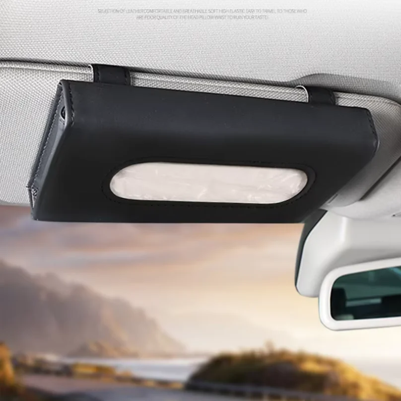 PU Leather Car Tissue Box Sun Visor Hanging Holder Auto Interior Storage And Decoration Accessories for Truck - view 6
