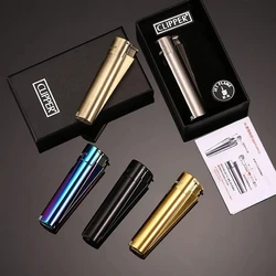 Clipper Metal Butane Gas Lighter Windproof Straight Jet Blue Flame With Dust Cap Gift Box Smoking Accessories Gadgets For Men