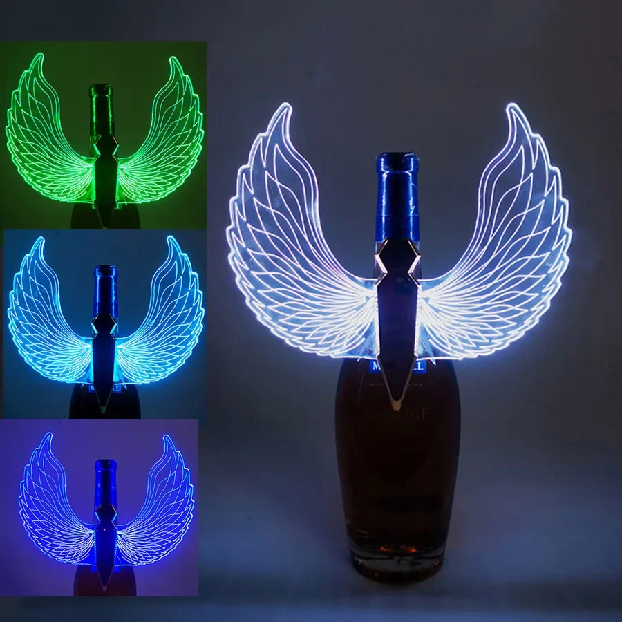 LED Butterfly Wings Champagne Bottle Sparklers Light Rechargeable Angel Wings Glowing Wine Cap Service Strobe Baton Topper Light