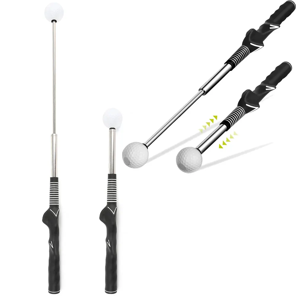 

Golf Swing Trainer Telescopic Swing Control Correcting Training Aid Rhythm Click Sound Tempo Grip Strength Practice Stick