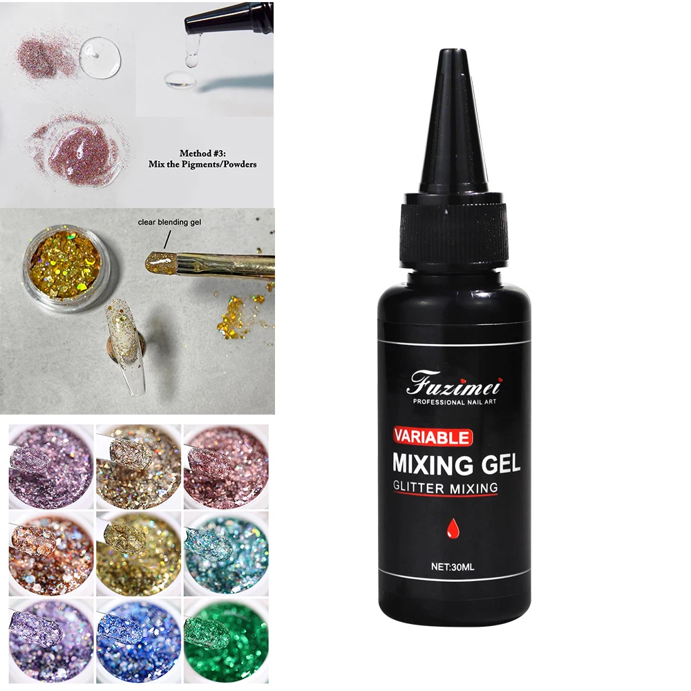 Multi-Funcional Color Mixing Clear Gel Esmalte, Soak Off, LED UV, lantejoulas Glitter, cola de mistura para unhas DIY, 30ml