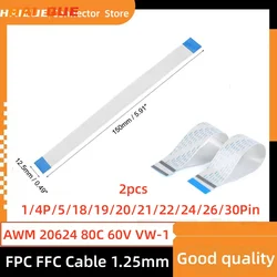FPC FFC Flexible Flat Cable 1.25mm Pitch AWM 20624 80C 60V VW-1 4P/5/6/7/8/9/10/11/12/13/14/15/16/18/19/20/21/22/24/26/30Pin