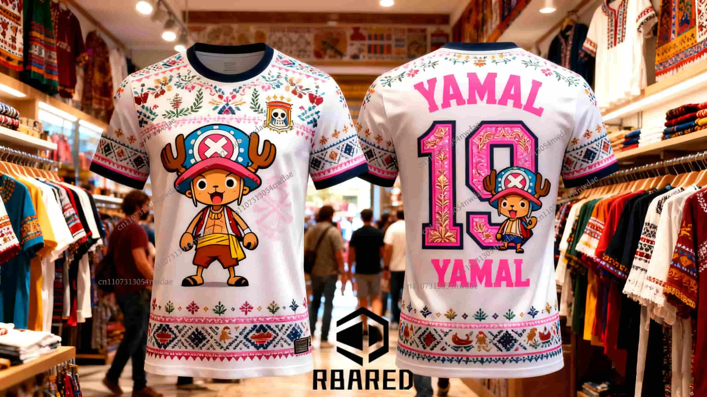 قطعة واحدة YAMAL No.19 AI الإسبانية العصرية مجردة الكتابة على الجدران ثلاثية الأبعاد مطبوعة لكرة القدم تي شيرتات قصيرة الاكمام للجنسين ، لينة ، عادية وملابس رياضية #6