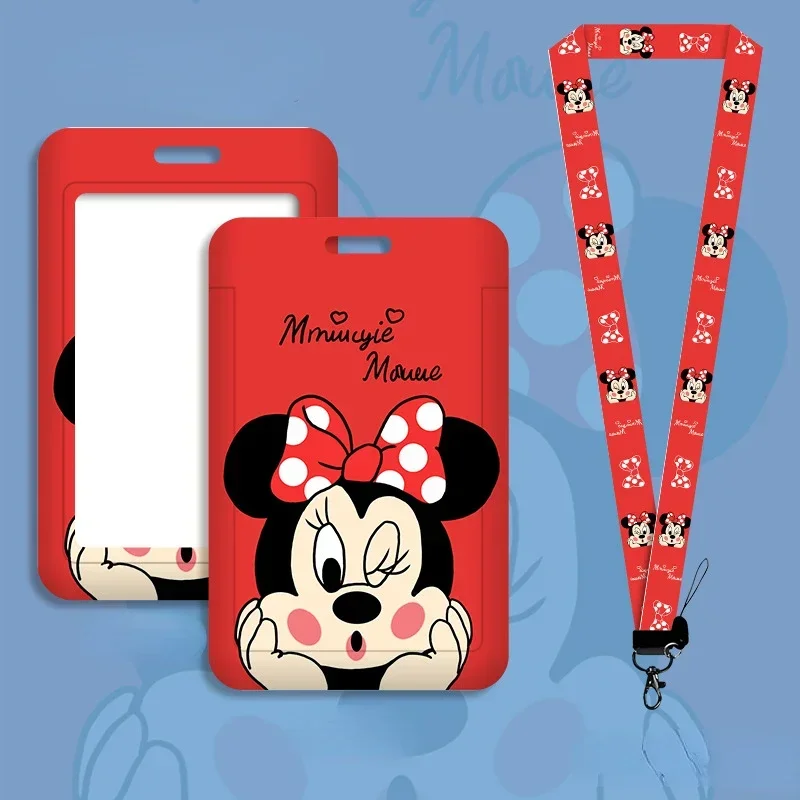 Urocze etui na karty Disney Mickey Mouse ID Badge Smycz Girls Door Card Case Pasek na szyję Uchwyt na kartę kredytową Akcesoria Credentials