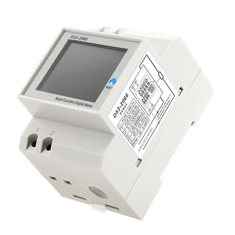 A19F-Din Rail AC Monitor 6IN1 100A Voltage Current Power Factor Active KWH Electric Energy Frequency Meter VOLT AMP