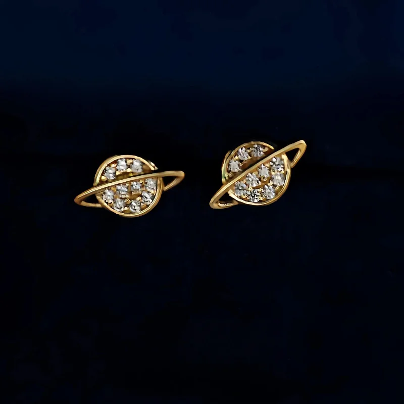 925 Sterling Silver Plated gold Zircon Planet Earrings for Women Korea Exquisite High Quality Gift Jewelry