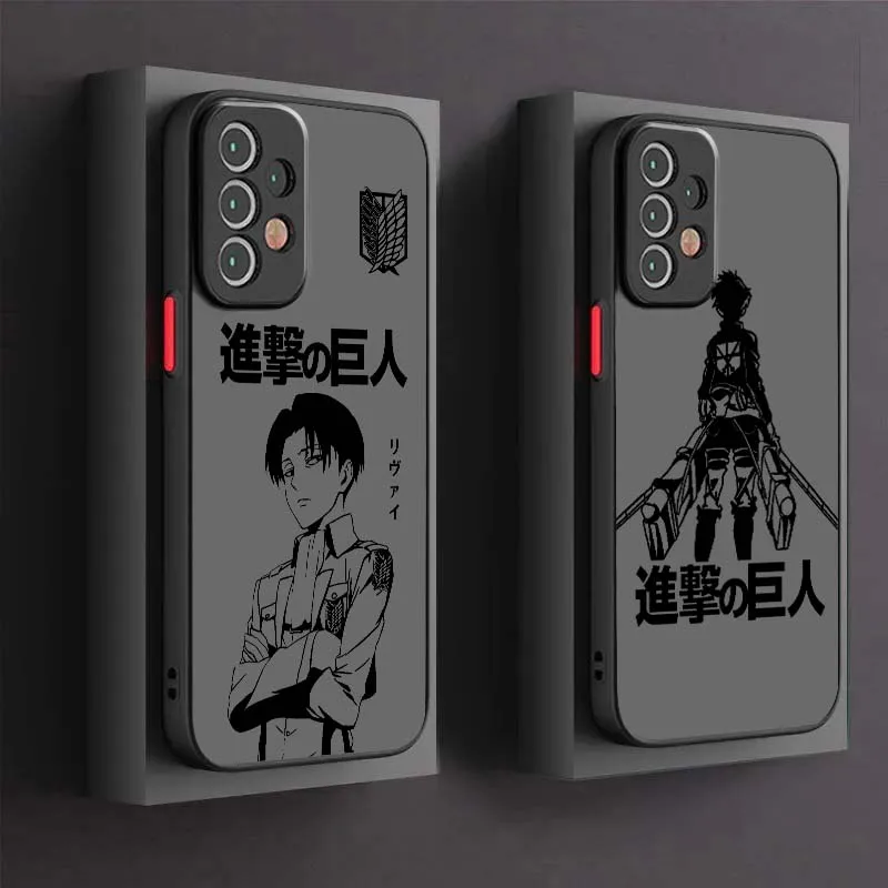 Luxury Attack on Titan Logo Art For Samsung A56 A42 A36 A34 A33 A32 A23 A16 A26 A07 Note 20 5G Frosted Translucent Phone Case