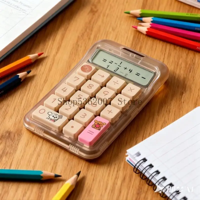 Calculadora azúcar pequeña Capibala, carcasa transparente portátil apariencia, 40JB