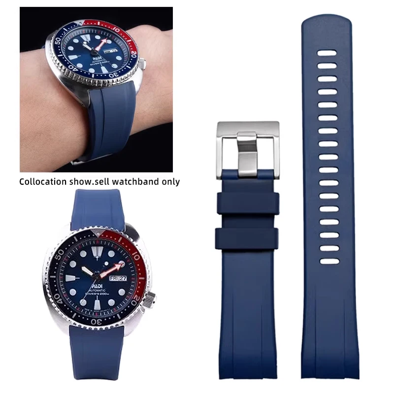 FKM Watch band For Seiko PROSPEX PADI Abalone SRPE99K1 Coke ring SRPA21J1 SRP777 SRP773 SRPC25 Fluorine rubber strap 20 22mm