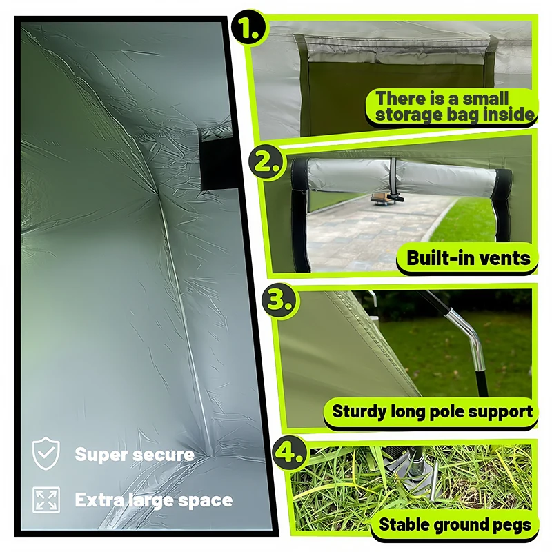 Portable Outdoor Bike Shelter Storage Tent Thickened Oxford Fabric Aluminum Alloy Frame Cycling Gear Protection with Carry Bag - view 3