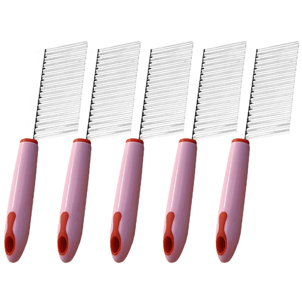 

5pcs Potato Slicer Crinkle For Veggies Stainless Steel Vegetable Slicer Waffle Fry Cutter Fruit Knife Kitchen Gadgets Tools