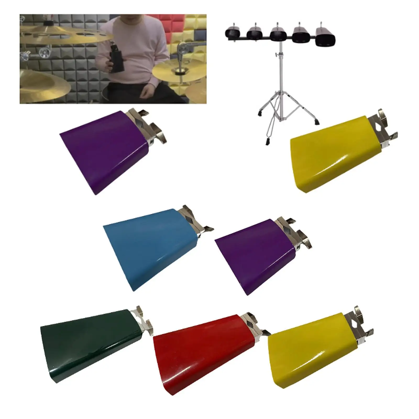 Hand Percussion Cowbell 4inch Professional Metal Cowbell Music Cowbell for Sporting Events Celebration Baseball Wedding Drum Set