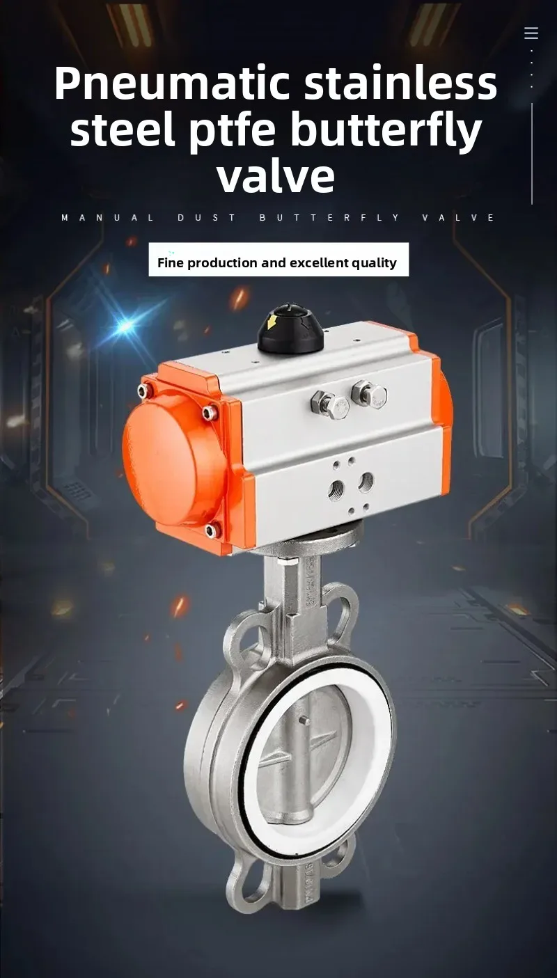 

For stainless steel clamp type pneumatic PTFE butterfly valve D671F-16P DN50 65 80 100 125 150 200