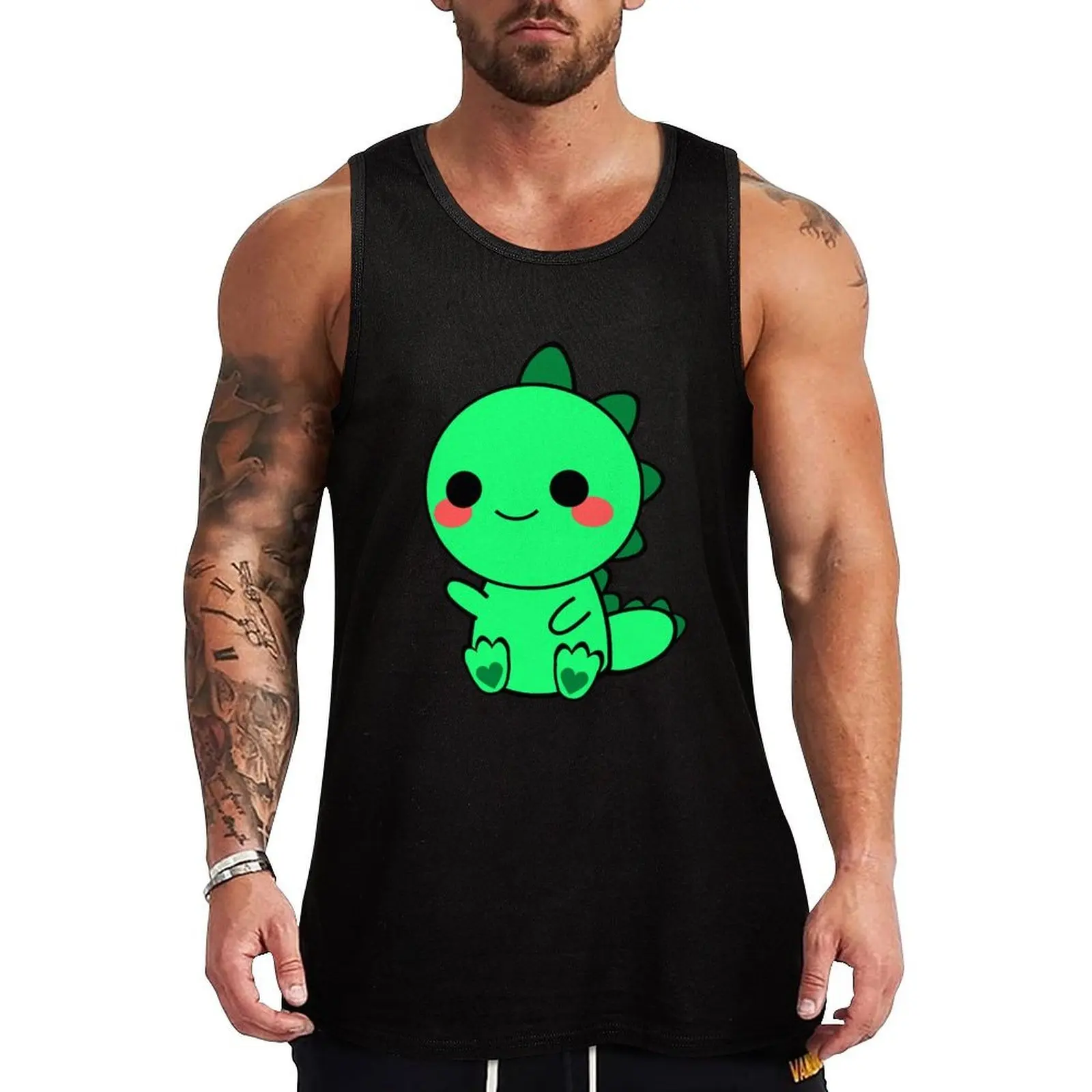 Hi Little Green Dinosaur Tank Top Beach Casual Tank Top Loose Fit Sleeveless Summer