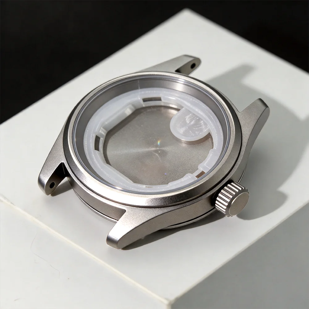 New VH31 36mm Titanium Alloy Gray Watch Case Pilot Style Fit VH31 Quartz Movement 28.5~29mm Dial No Logo Solid Bottom Cover