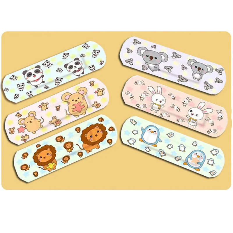 120Pcs Bandages Kids Cartoon Animal Flexible Adhesive Waterproof First Aid for Children Repair Tape Knuckle Sticker for Cuts