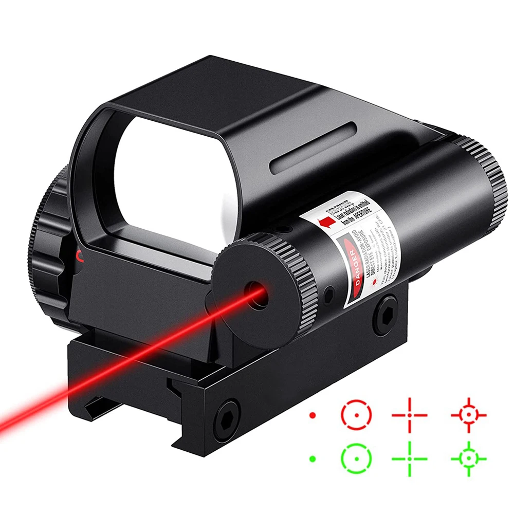 

Tactical Reflex Sight Riflescope Red Green Laser Scope 4 Reticle Projected Dot Sight Scope Hunting Optics for 11mm/20mm Rail