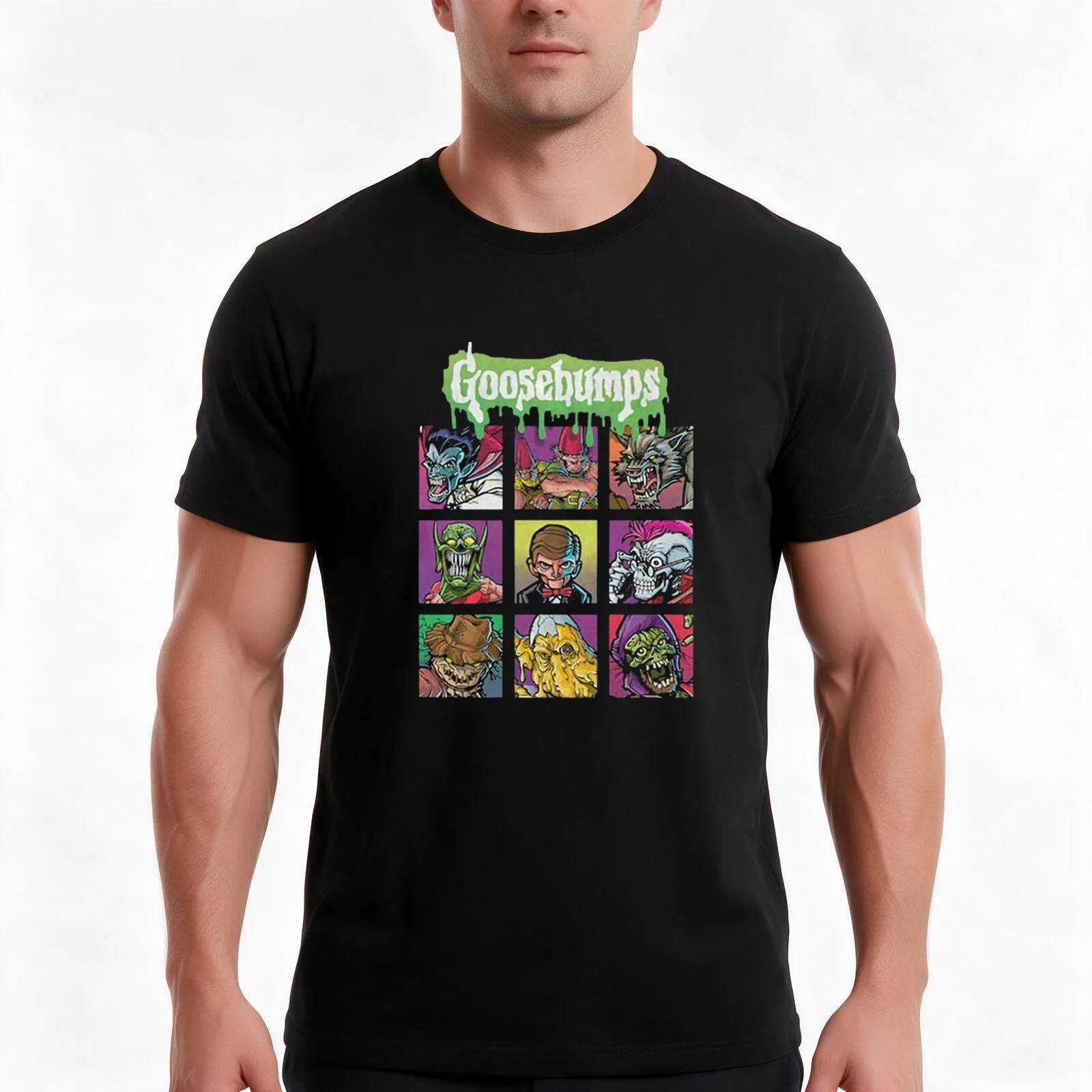 Goosebumps team T-Shirt, Summer Casual Cotton Tee, Oversized Streetwear Tops, Vintage Graphic Print, Loose Fit Short Sleeve