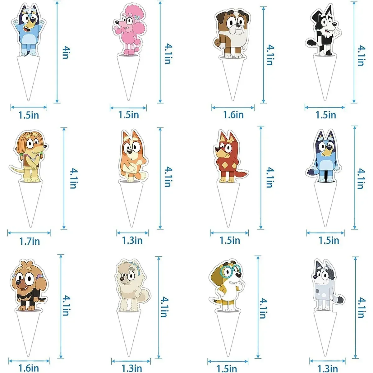 25pcs Bluey Cake Decoration Cartoon Blue Dog Bingo Cupcake Top Happy Birthday for Kids Birthday Party Cake Dessert Decorations