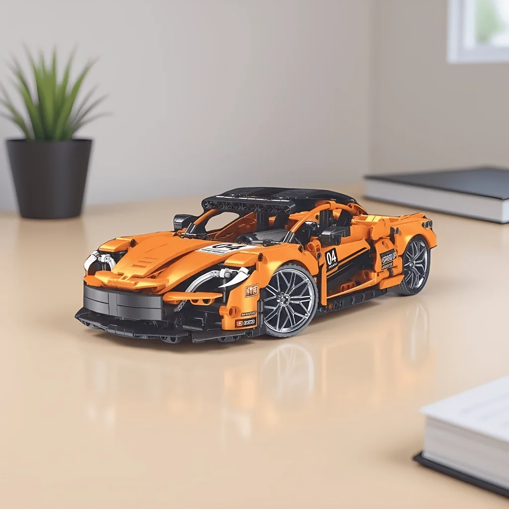 Track style convertible supercar building block car model, dynamic competitive appearance with complete mechanical structure, lo