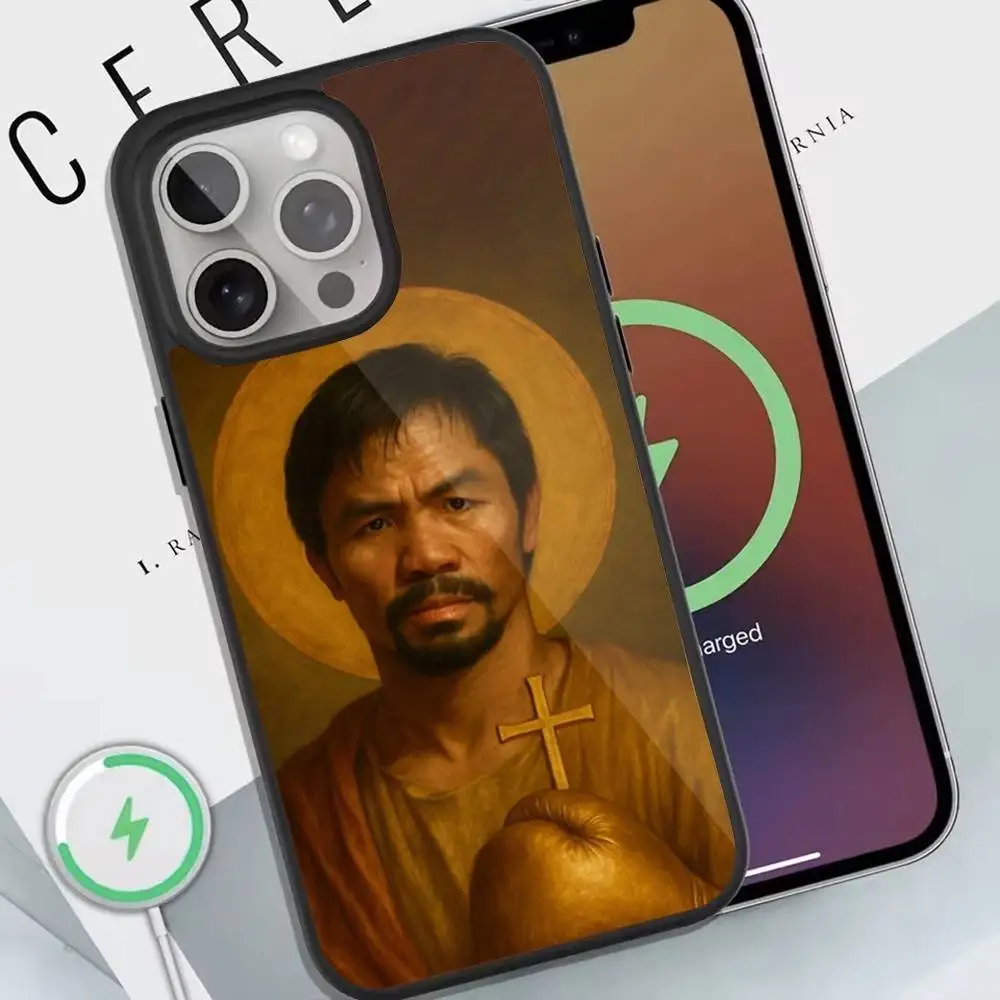 P-Pacquiao Boxer Phone Case For Magnetic Wireless Charge  Cover For iphone 16 15 14 13 12  11 Pro Max Plus Coque