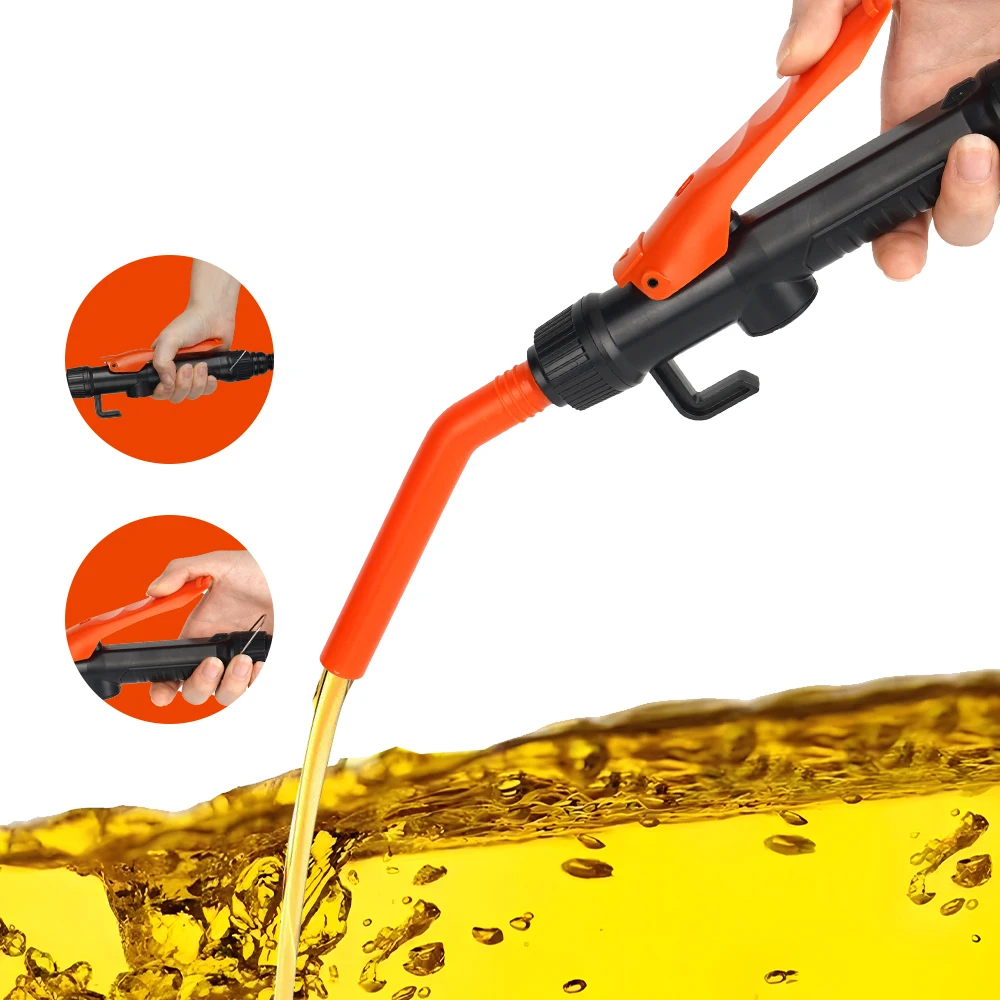 Tragbare Auto-Kraftstoffpumpe Flüssigkeitstransferpumpe, mit Langem Schlauch, Einstellbarer Durchflussdüse und Eingebautem Filter, Sehr Geeignet für Wasser, Diesel, etc.