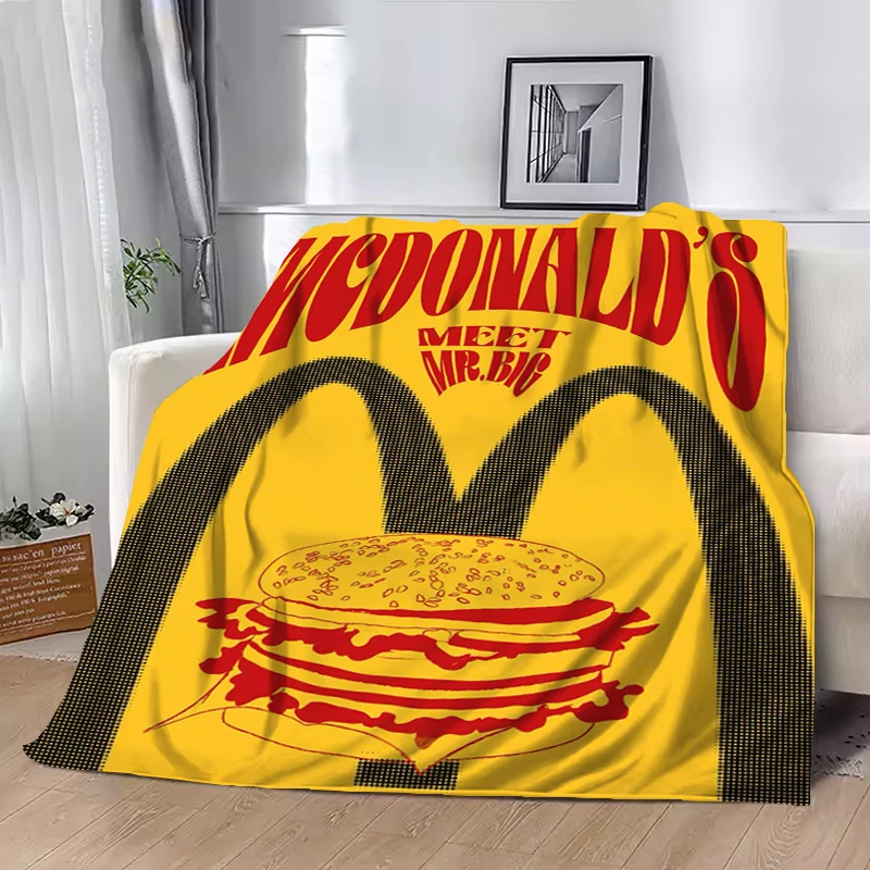 

Fashion Cute M-MCDONALD Logo Funny Blanket Plush Nap Sofa rug for Living Room Office Bedroom Birthday Home Travel Kid Gift