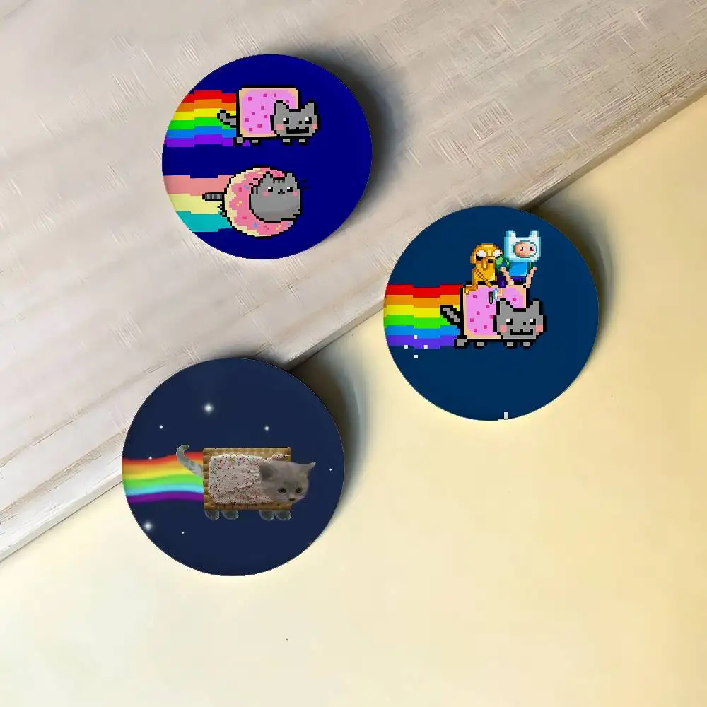 Cute Rainbow Alien Cat Button Badges Peripheral Lapel Pins Tinplate Round Brooch For Shoulder Bag Accessories Souvenir Gifts
