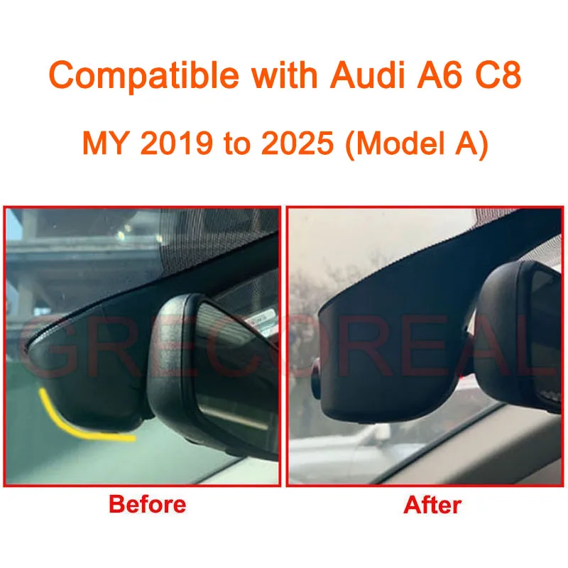 GRECOREAL 4K Dash Cam Voor en Achter 2160P WiFi Auto Dual Dashcam APP Controle Gemakkelijk te installeren Plug Play Compatibel met Audi A6 C8