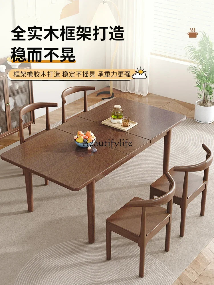 LXSolid table à manger rétractable nouveau chinois moderne simple chêne rectangle