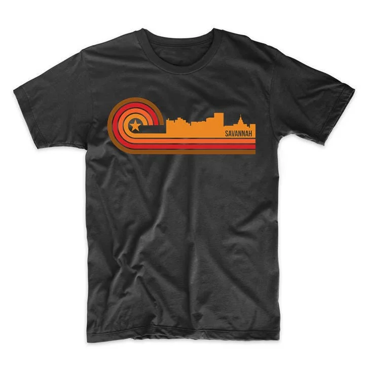 Mens Savannah T Shirt Retro Style Georgia Skyline Ga