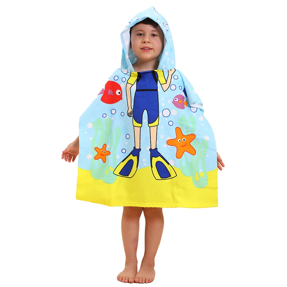 Girls Unicorn Bathrobe Boys Shark Beach Towel Baby Mermaid Cape Towels Children Bathing Stuff Kids Microfiber Washcloth Blanket