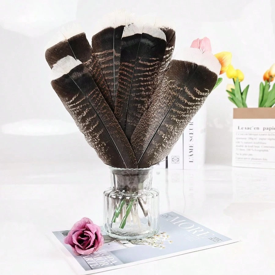 Turkey Tail Feathers 10-35cm Long Color Feather for DIY Crafts Sewing Wedding Party Halloween Costume Decoration