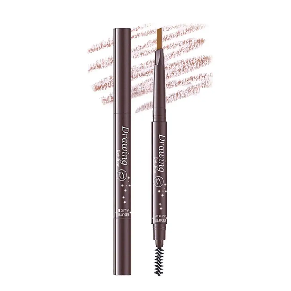 Automatyczny obrót dwugłowy ołówek do brwi 2 w odpornym na rozmazywanie trójkątny makijaż oczu 1 długopis do brwi oczu wodoodporny Make T1Z9