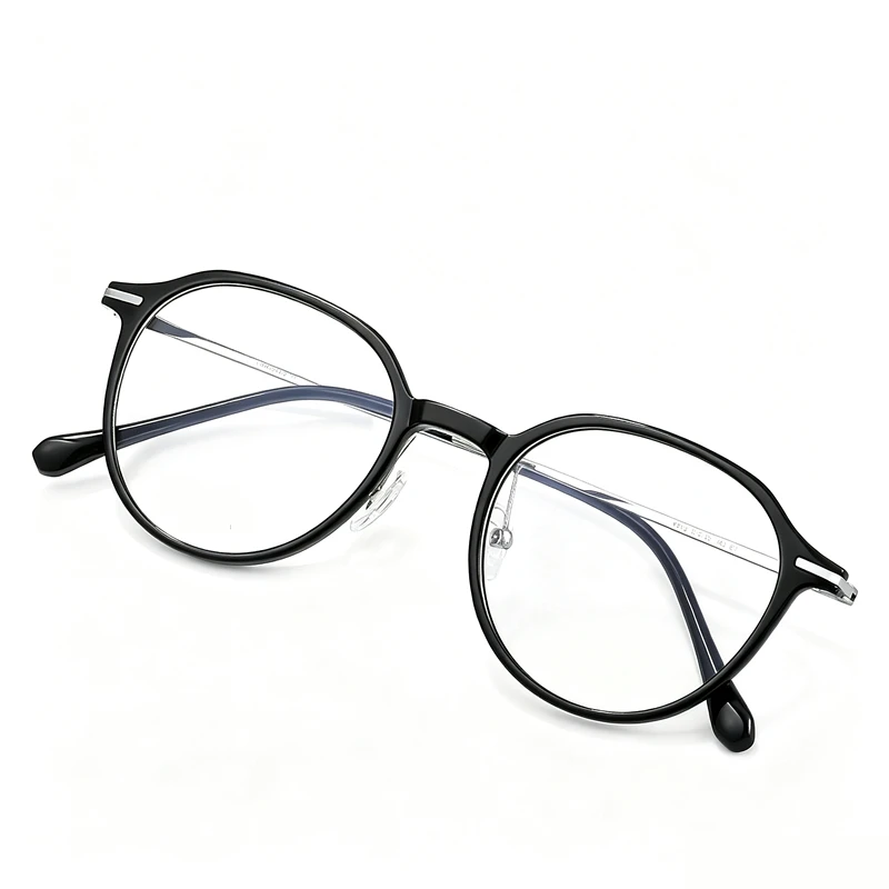 TR90 Round Frame Myopia Glasses Photochromic Non spherical Resin Lens, Women's Fashion Myopia Product 0-25-50-75 1.56