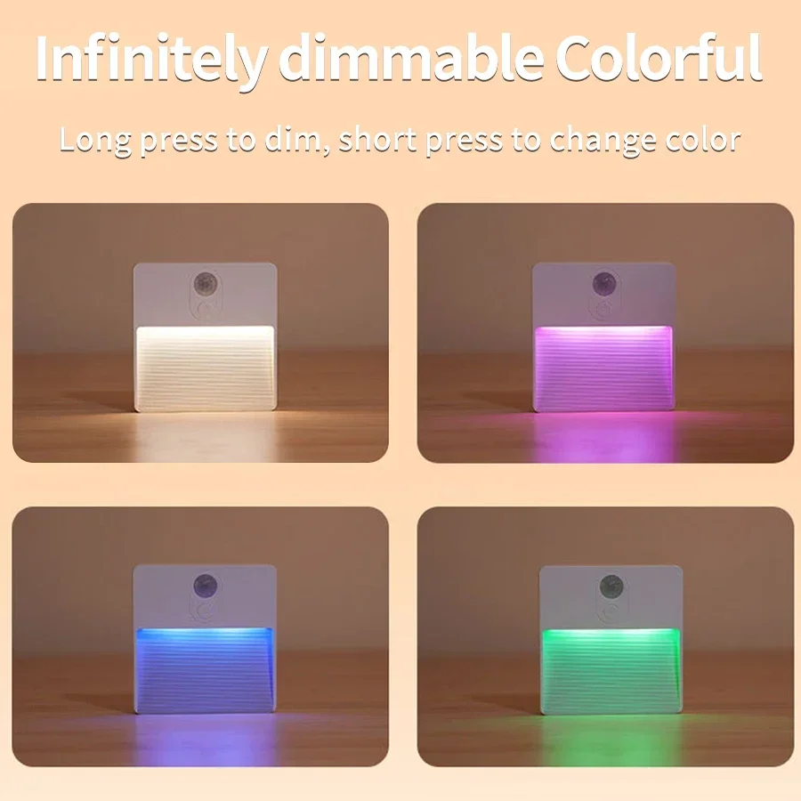 LED Motion Sensor Night Light Wireless Multicolor Night USB Rechargeable Night Lamp Cabinet Wardrobe Lamp Staircase For Kitchen