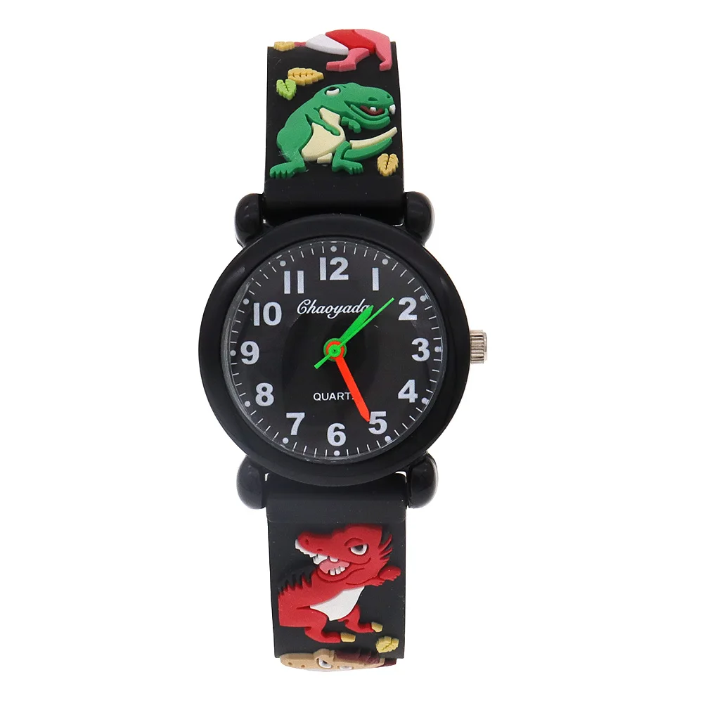 Cartoon Relógios Moda Casual Verão Meninos Girs Dinossauro Silicone Strap Quartz Relógios Crianças Presente Crianças Estudantes Relógio Digital