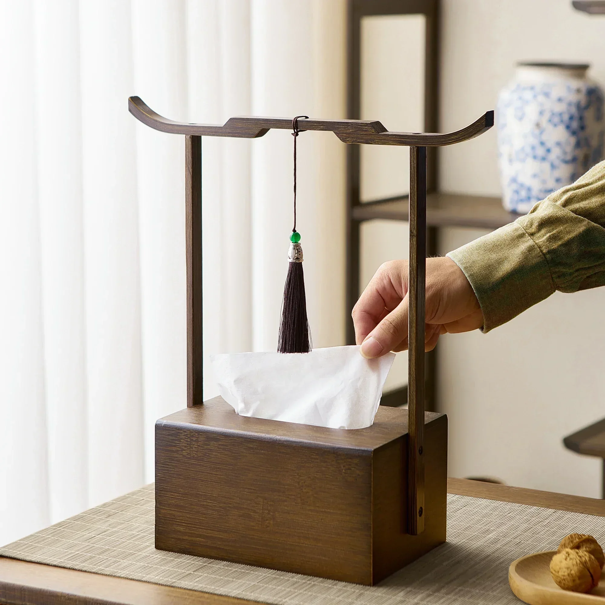 

Multi-functional Tissue box Household living room Ancient Zen tea room Study desktop tissue storage box