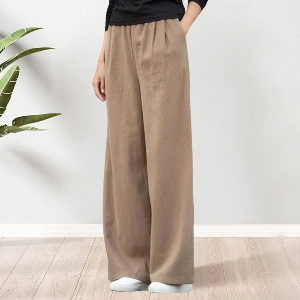 

Spring Autumn Women Pants Stylish Women's High Waist Wide Leg Pants with Pockets Solid Color Straight Slacks for Spring Autumn