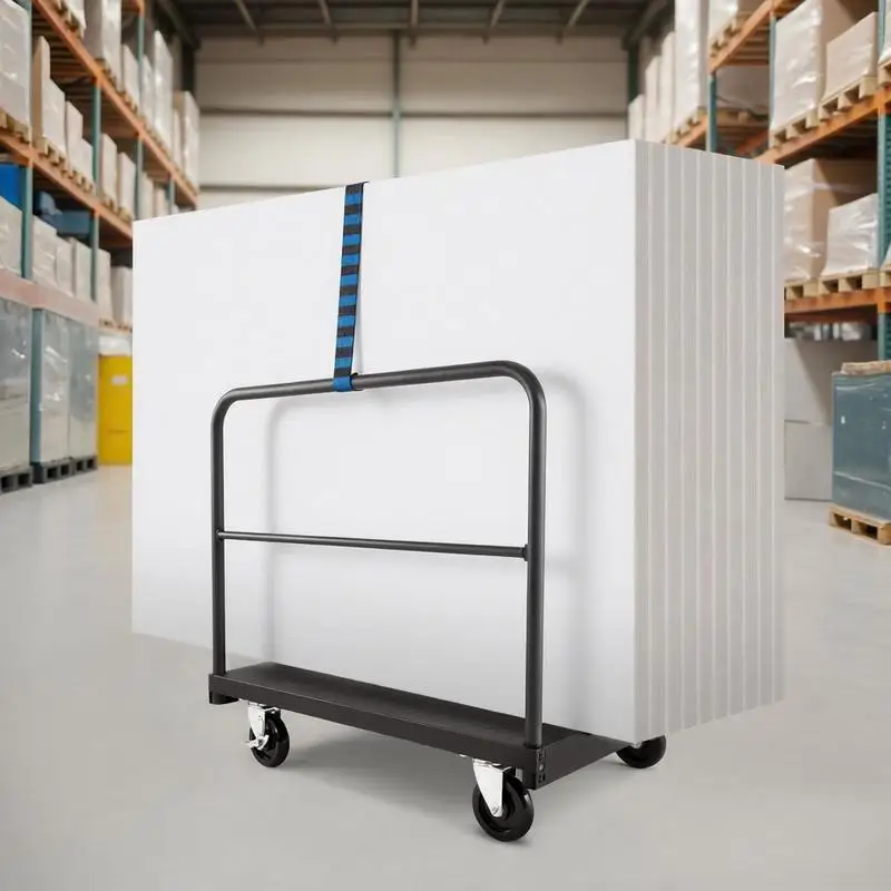 

Panel trolley, 816 kg, 2-in-1 transport trolley with 360° swivel casters, panel dolly, panel cart with 4 side handrails, transport aid for factory, warehouse, garage, black 914x610x858 mm