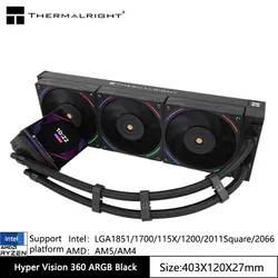 Thermalright Hyper Vision 360 ARGB All -in -one water cold radiator,3.95 inches can rotate the LCD display, LGA1851/1700/AM5/AM4
