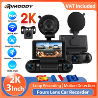 Rimoody 3inch 2K Car Dash Cam with Four Lenses and WiFi High-Definition Driving Recorder with Gravity Sensor TF Card