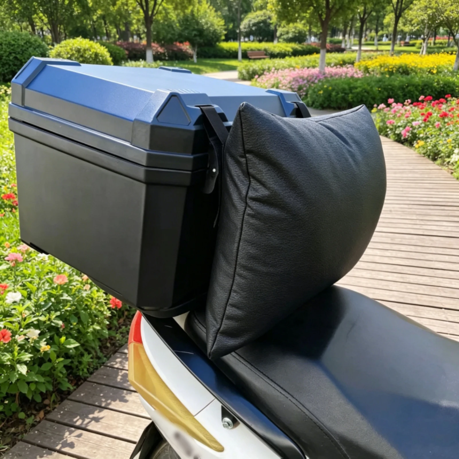 rear-backrest-cushion-black-backrest-with-strap-motorcycle-passenger-pad-rectangular-easy-to-install-for-scooter-rides