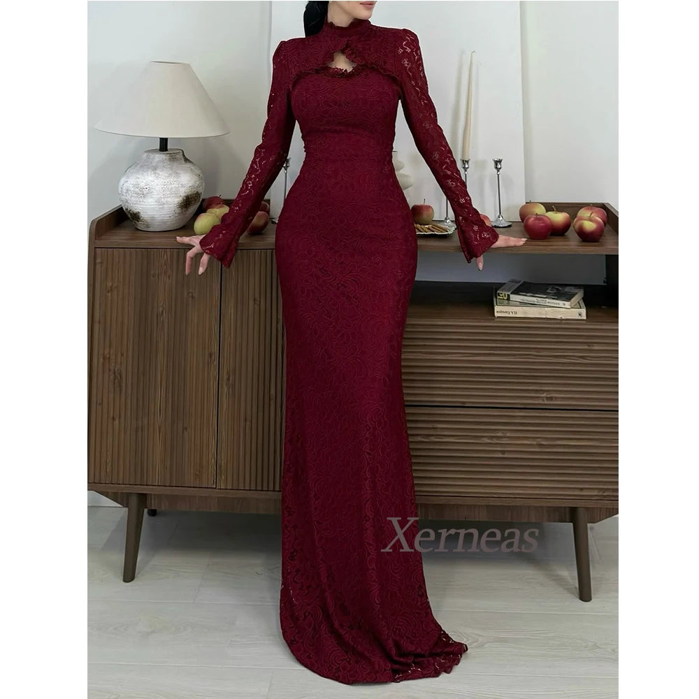 Op maat gemaakte charmante avondjurken voor speciale gelegenheden Trouwjurk met volledige mouwen voor dames Feest Lange vloerlengte galajurk