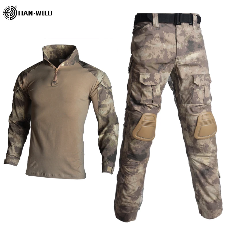 Camisa de combate tático airsoft masculina uniforme ao ar livre, tops táticos, camo, calças de pesca, cotovelo e joelho