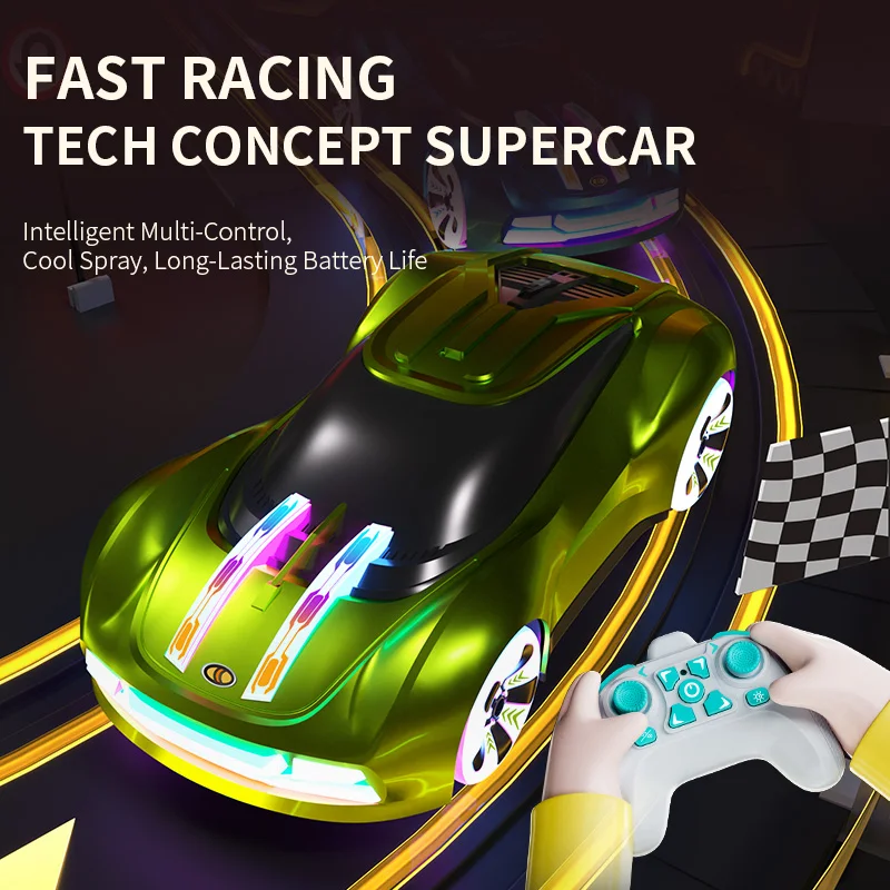 Rc Car Stunt Racing Car Energy Technology With Cool Light Spary High-Speed EV Charging Toy Cars Birthday Gift For Kids Custom