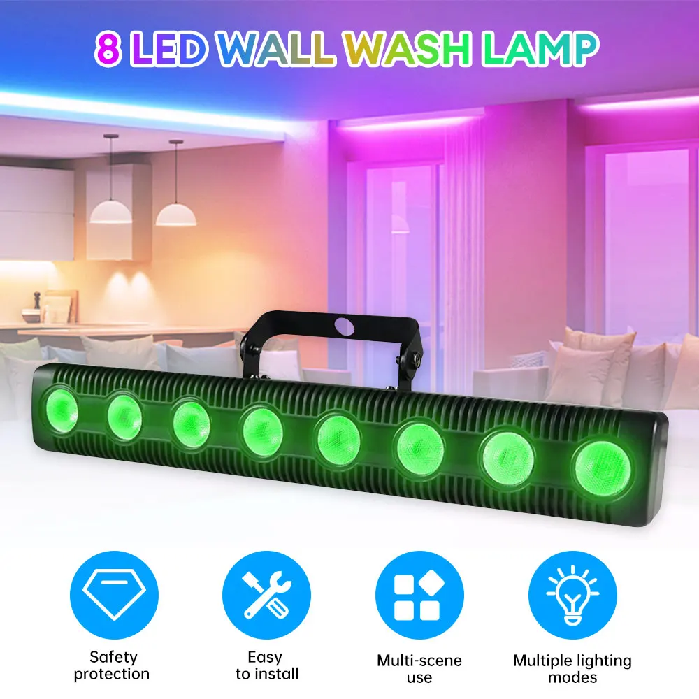 

8 LED RGBW 4 IN 1 DMX Wall Wash Lamp DJ Disco Party Light Stage Effect Lamp for Dance Bar Holiday Wedding Xmas Halloween Decor