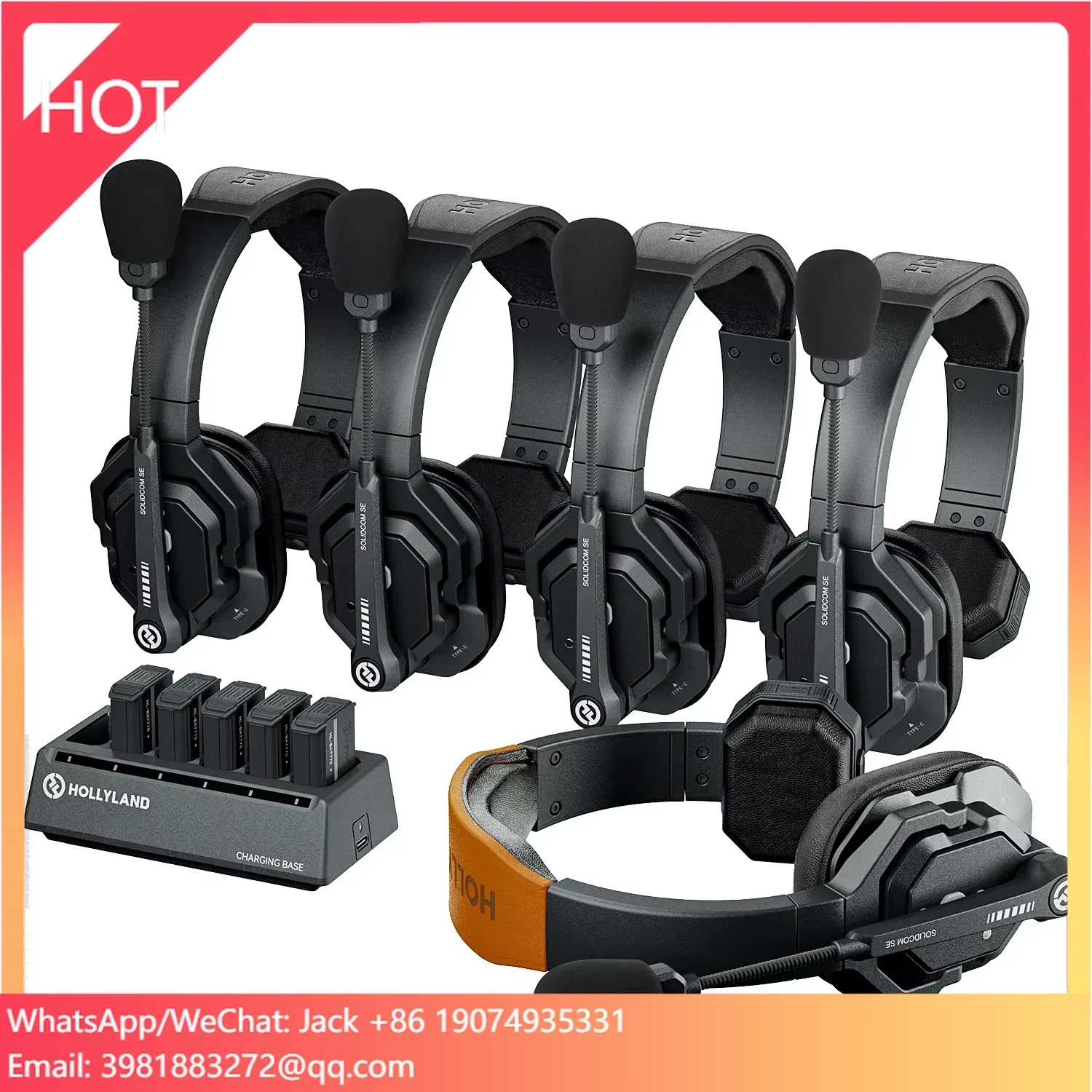 Solidcom SE Full Duplex 2.4G ENC Noise Cancellation Wireless Intercom Headset System 1100ft Team Communication